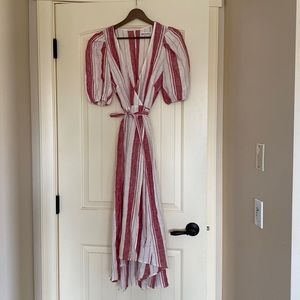 Reformation plunge linen wrap dress